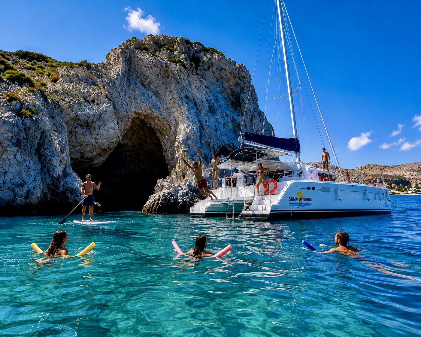 Kolymbia: All-Inclusive Swim & Snorkelling Catamaran Cruise